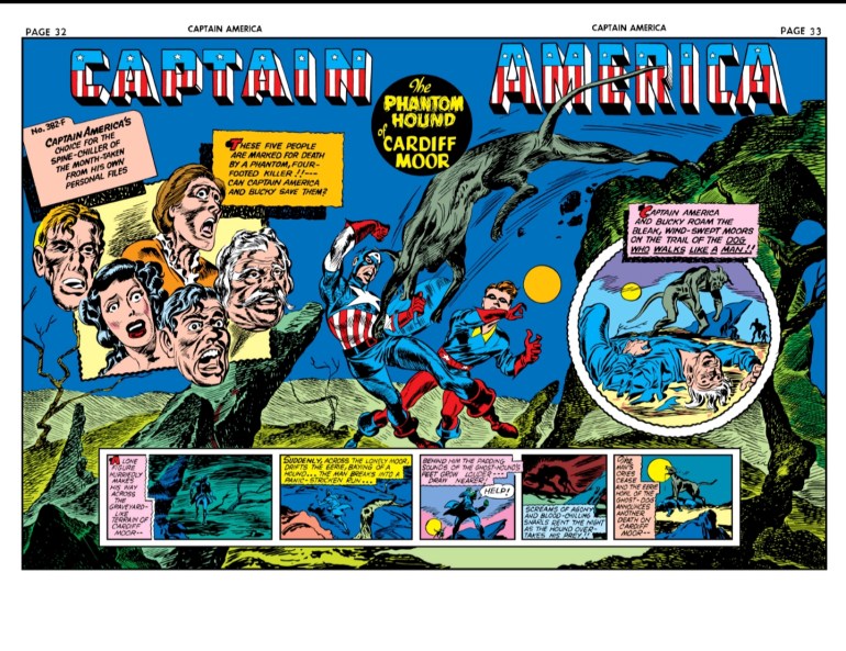 Swinging Through Comics, Captain America Comics, Issue 11, Captain America, Bucky, Phantom Hound, Splash Page