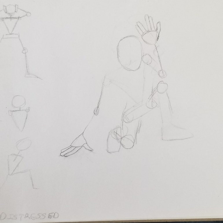 Tokutember 2020, day 26, distressed, tokusatsu, sketch 2