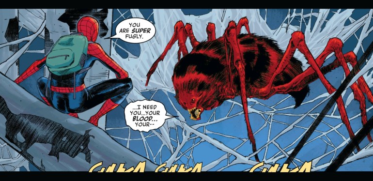 Spiderman, Spider-Man, Stan Lee, Steve Ditko, comic book review, Swinging Through Comics, JJ Abrams, Henry Abrams, Sara Pichelli, Cadaverous, Benny Parker, Spider-Man Bloodline 4, STC 43