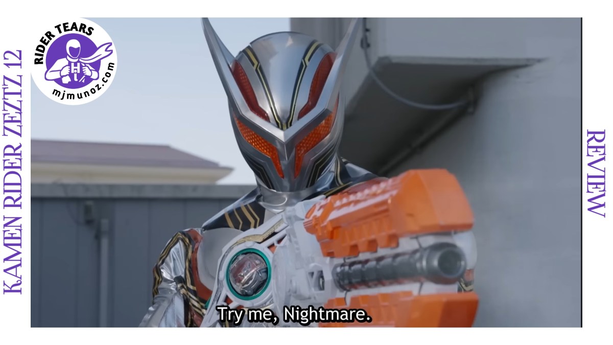 Knox Knight and Zets face off in Kamen Rider Zeztz episode 12 with bright dream effects and dramatic lighting.