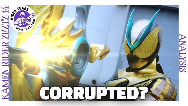 Kamen Rider Zeztz unleashes a burst of golden energy while facing Nox Knight force in Episode 14