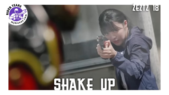 Kamen Rider Zeztz Episode 18 scene showing Kureha aiming a gun during a major story shake-up