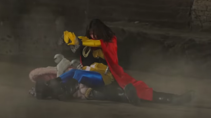 Nem accidentally defeats a Baby Nightmare after falling from above during a chaotic moment in Kamen Rider Zeztz Episode 21.