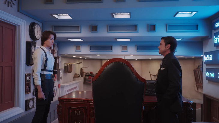 Baku confronts Agent Zero in CODE headquarters in Kamen Rider Zeztz during a tense father and son revelation scene