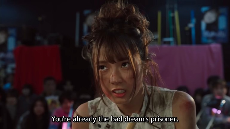 Nem struggles against the Baby Nightmares in her dream during Kamen Rider Zeztz Episode 33 as Sieg challenges her ideals about dreams and hope.