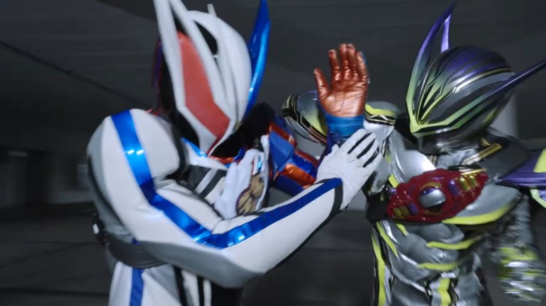 Kamen Rider Nox clashes with Lord Three in Kamen Rider Zeztz Episode 36 as the two opposing Riders battle during the conflict between CODE and the Nightmares.