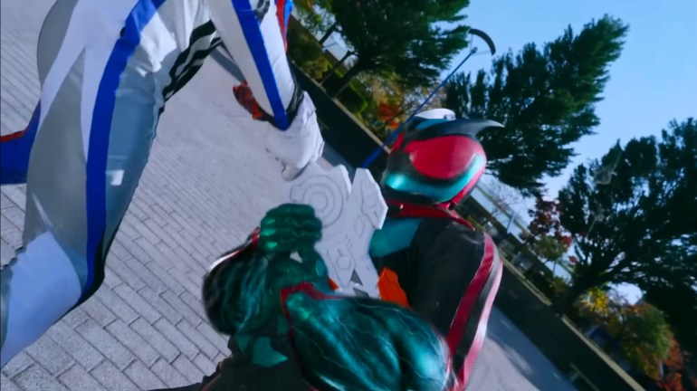 Kamen Rider Zeztz battles Nox during their climactic confrontation in Episode 37.