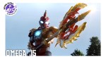 Ultraman Omega 15 thumbnail showing Omega holding a large red and gold weapon under a bright sky.