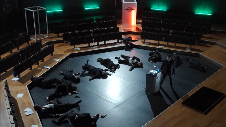 Zero uses the Zero Rider Booster to move at super speed and defeat multiple opponents in seconds during Kamen Rider Zeztz Episode 40.