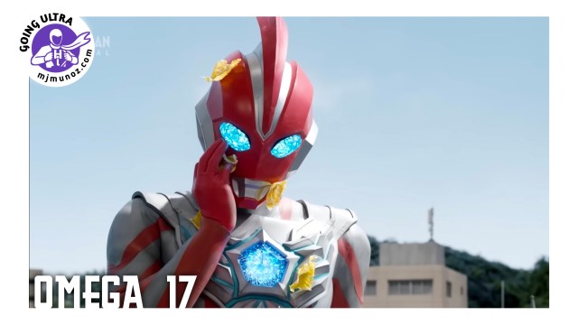 Ultraman Omega reacts after Sayuki discovers his secret identity in Ultraman Omega Episode 17, "Snow Blossoms."