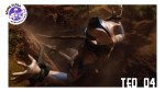Ultraman Teo struggles with Doshihagachi's dark tentacles wrapped around his arms and body in a rocky, wooded area.