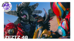 Kamen Rider Zeztz facing the skull-faced Oblivion Gore Nightmare outdoors.