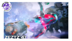 Kamen Rider Zeztz is blasted backward through the air amid smoke, debris, and bright energy effects.
